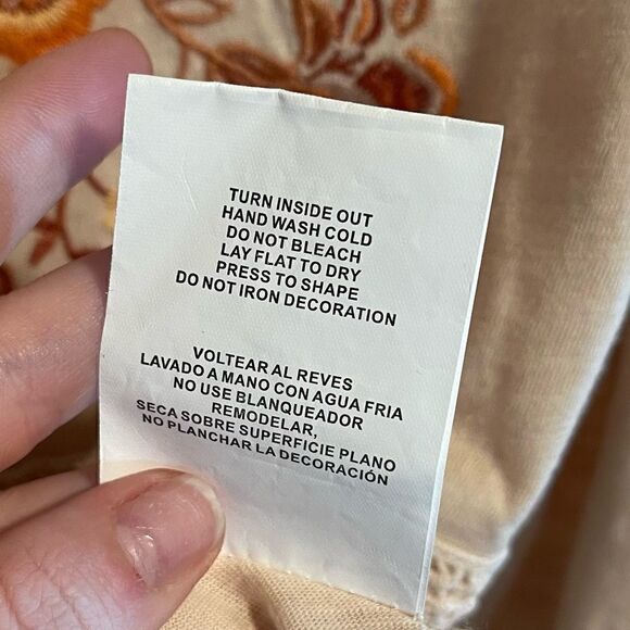 Coco + Jaimeson- Cream Embroidered Peplum Blouse, Size Large - Picture 6 of 11